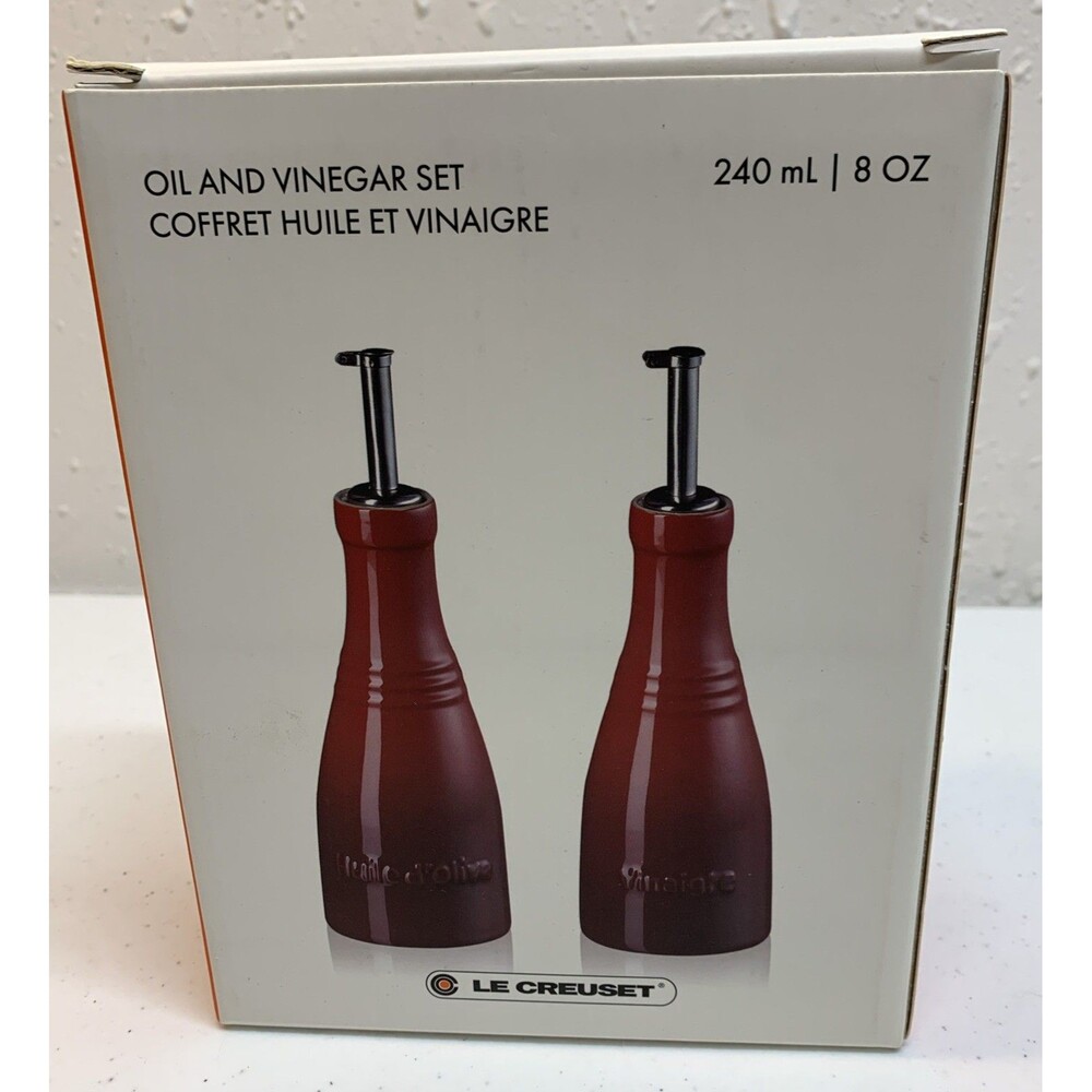 Le Creuset 8oz Oil and Vinegar Set Volcanic Red BRAND NEW